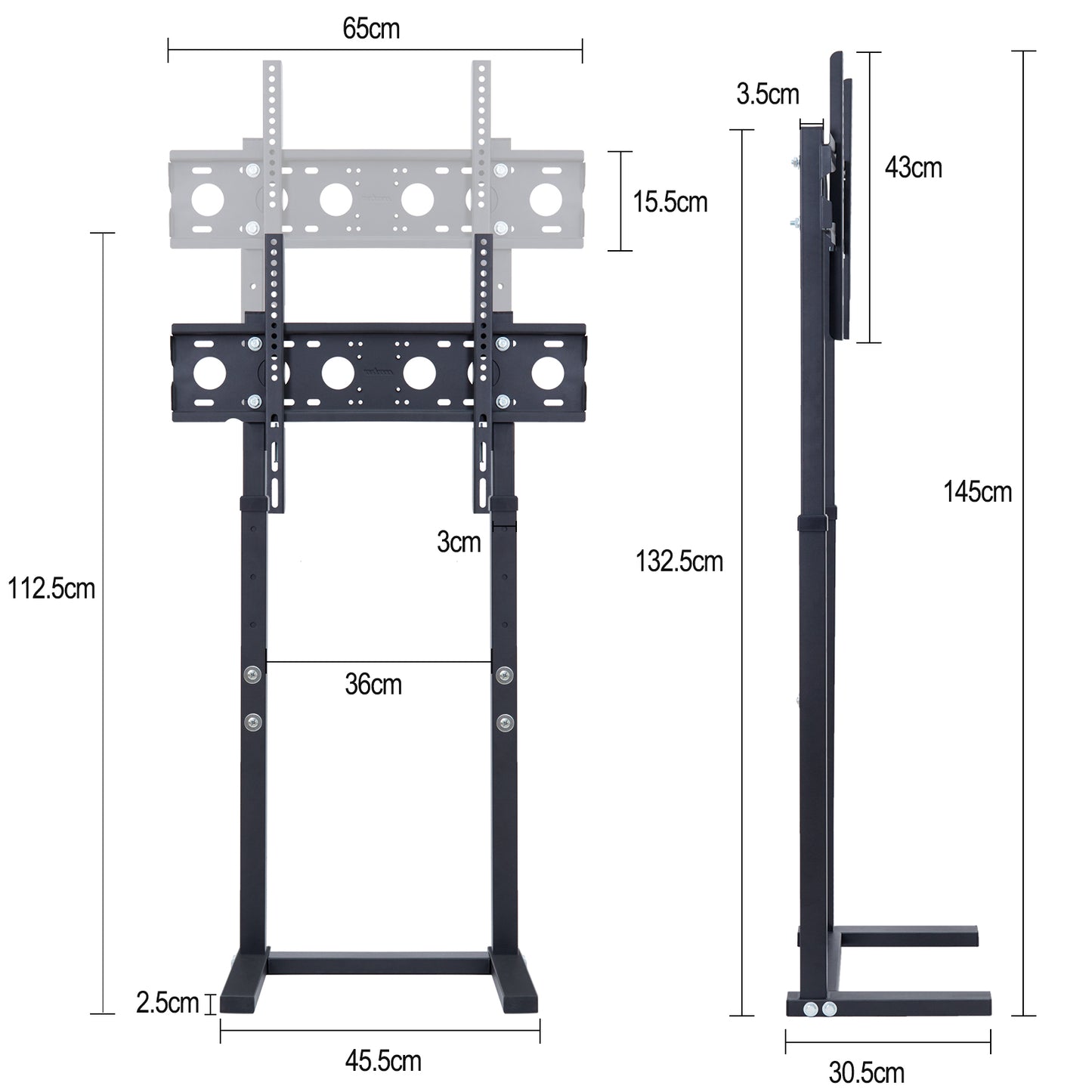Floor Standing TV Mount Stand Bracket Height Adjustable