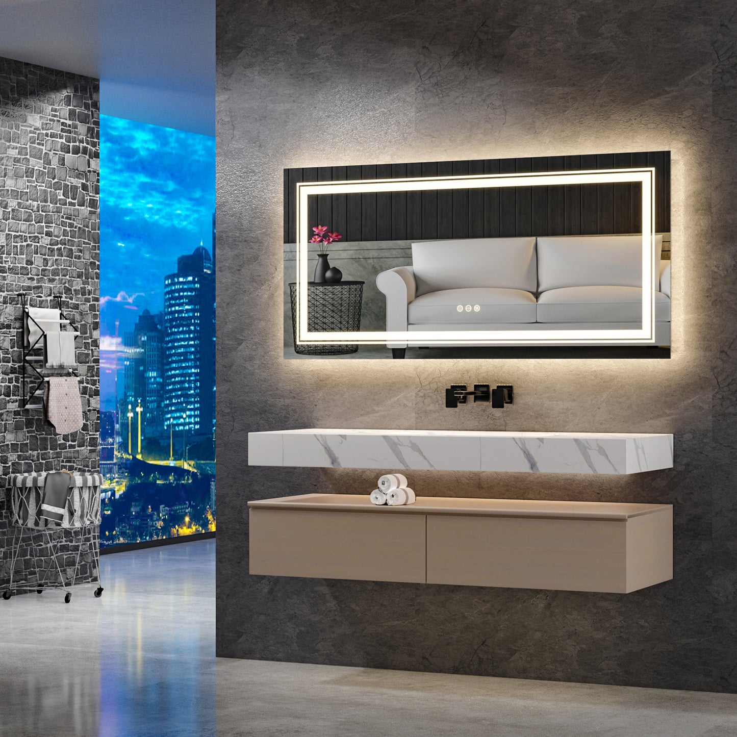 Dimmable Led Backlit Bathroom Mirror, 1830x900mm