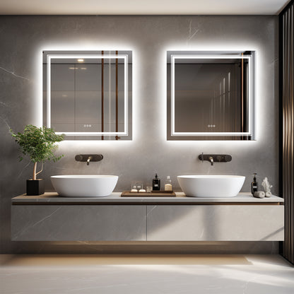 Square Led Backlit Vanity Bathroom Mirror