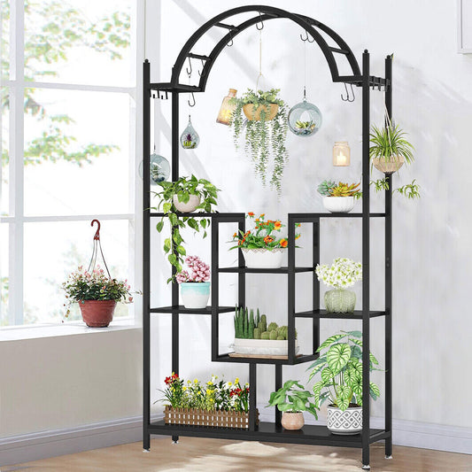 Tall Arched Metal Garden Plant Stand Multi-layer Garden Flower Rack