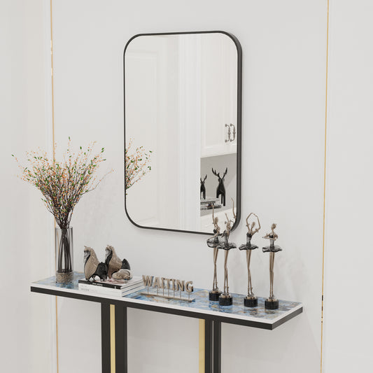 47.2”x30” Black Framed Rectangular Wall Mirror