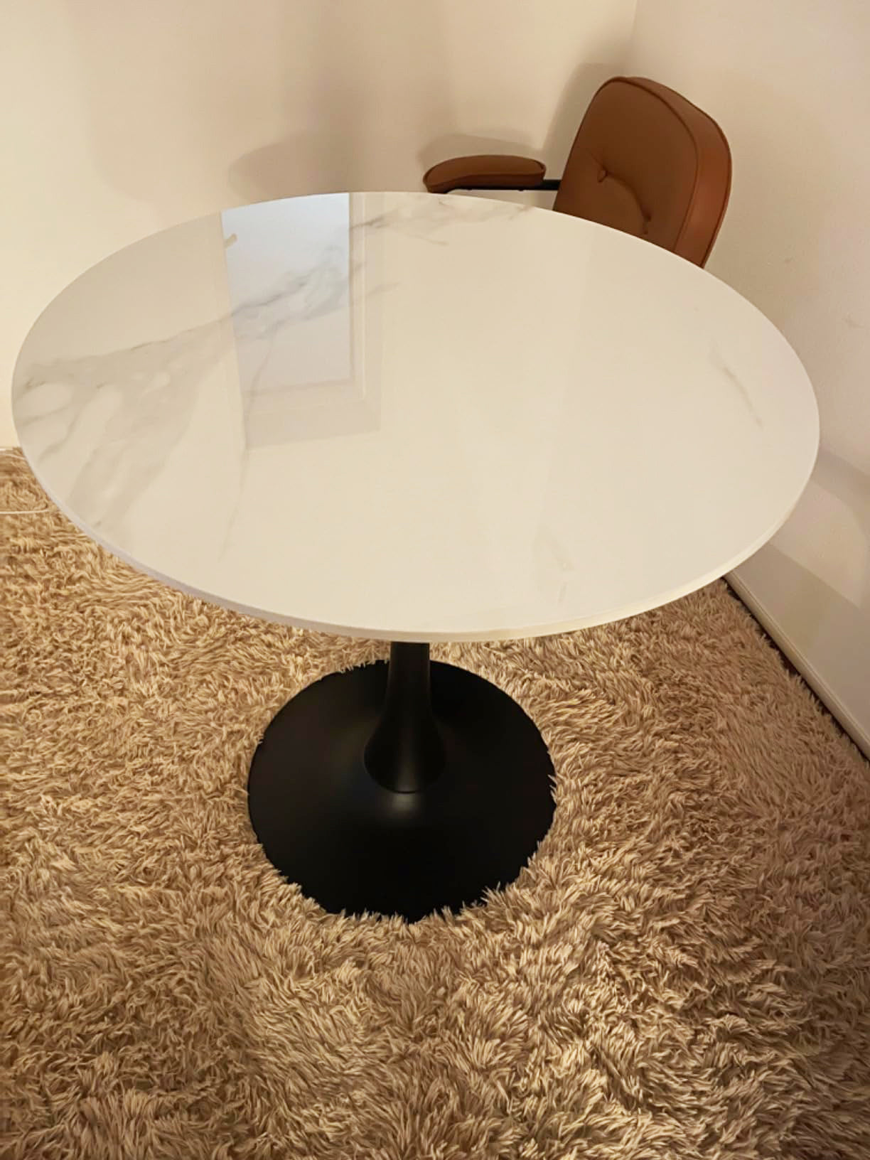 Sintered Stone Round Dining Table Kitchen Table Pedestal Base