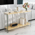 Rectangular Console Table Wood-finish MDF Sofa Side Storage Table Glass Frame