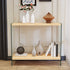 Rectangular Console Table Wood-finish MDF Sofa Side Storage Table Glass Frame
