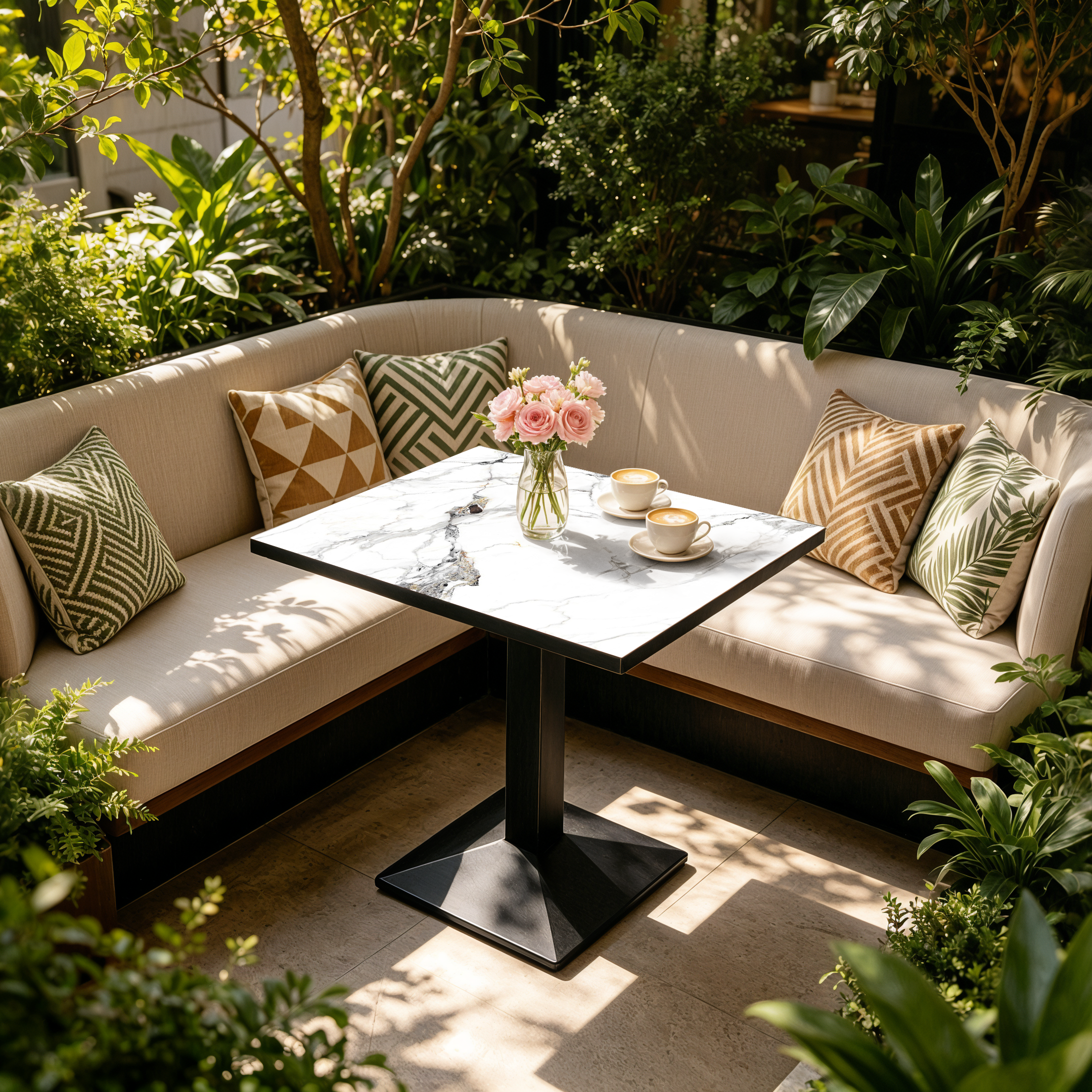 Square Kitchen Dining Table No Chairs Sintered Stone Top Leisure Bistro Tulip Table for 2-4 People