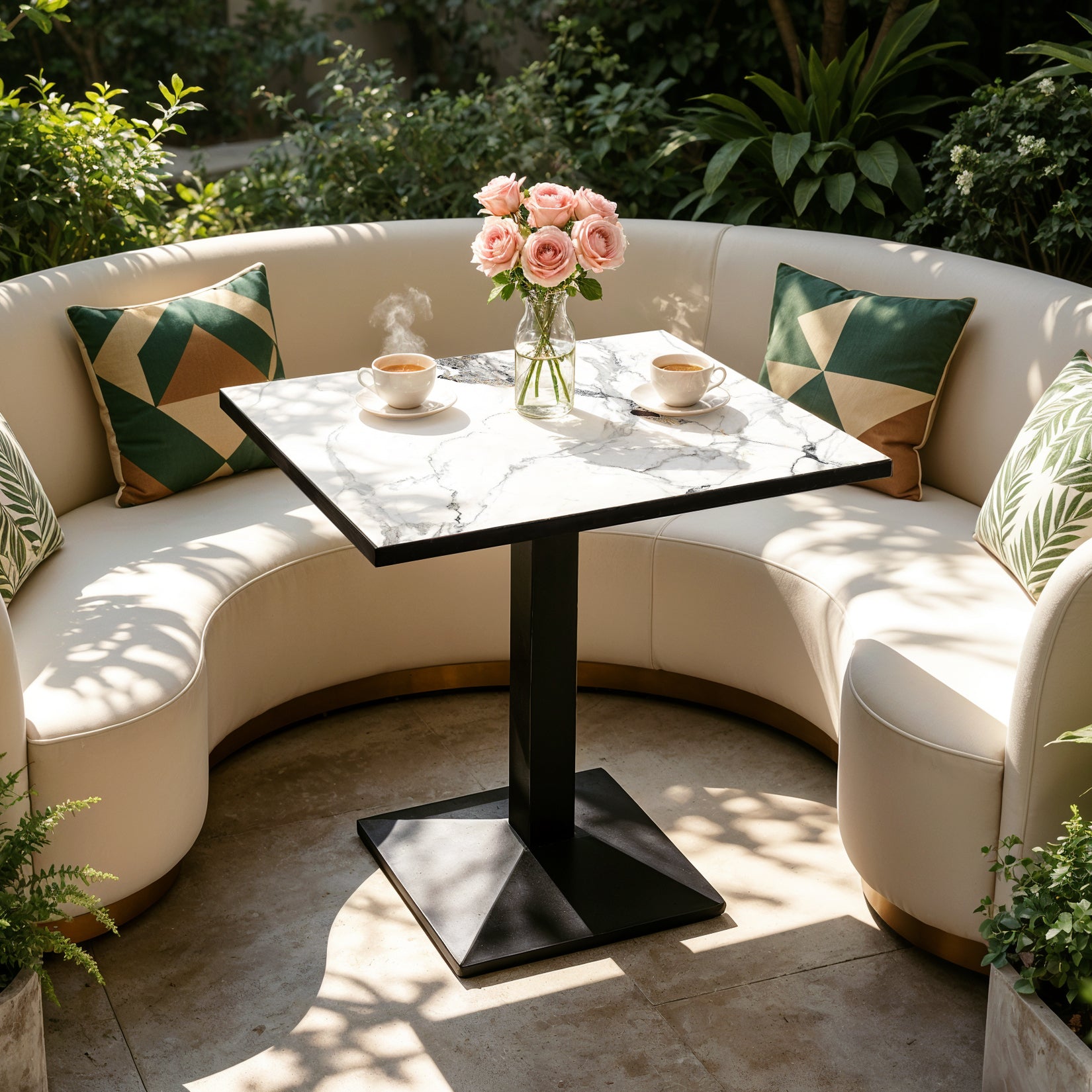 Square Kitchen Dining Table No Chairs Sintered Stone Top Leisure Bistro Tulip Table for 2-4 People