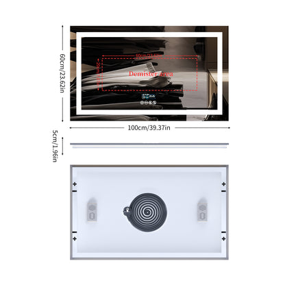 Illuminated Bathroom Mirror w/ Bluetooth Speaker, Dual LED Light Strips