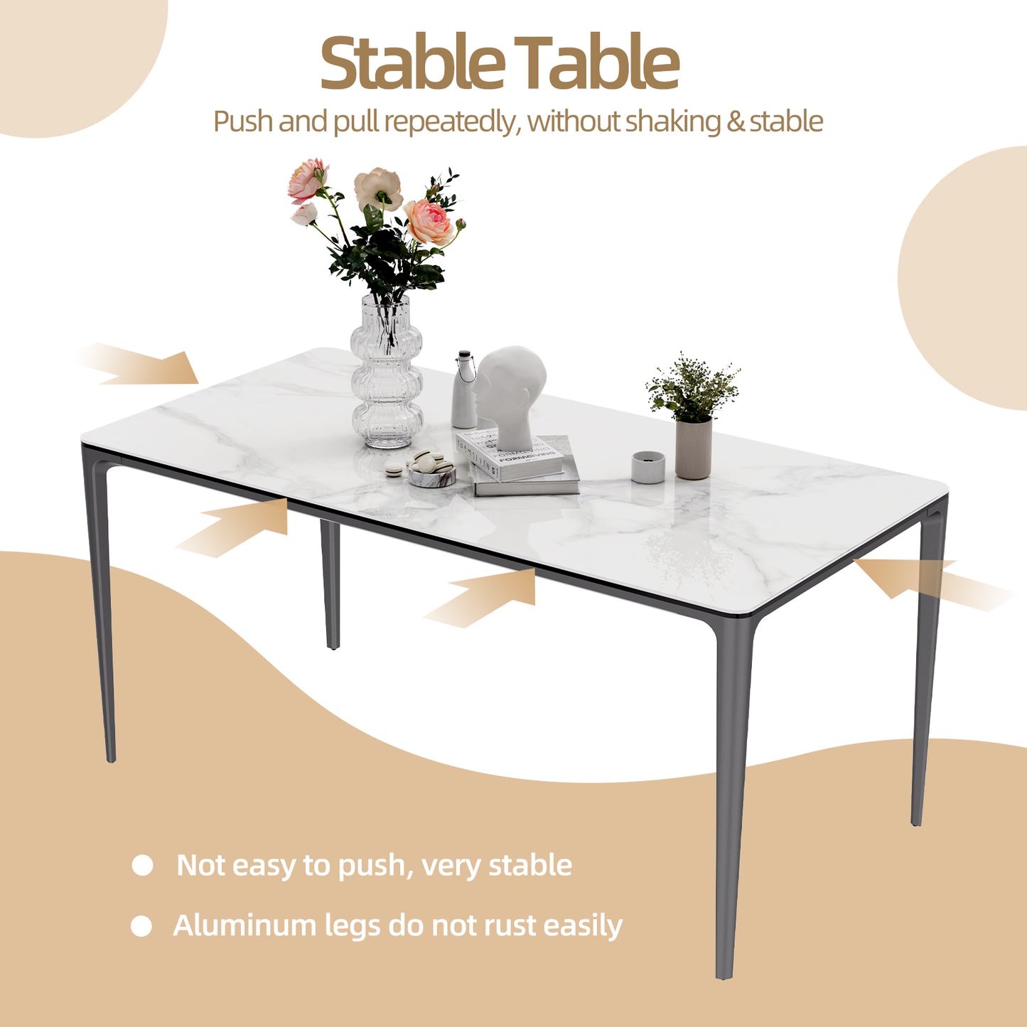 Deluxe Dining Table with Sintered Stone Tempered Glass Top