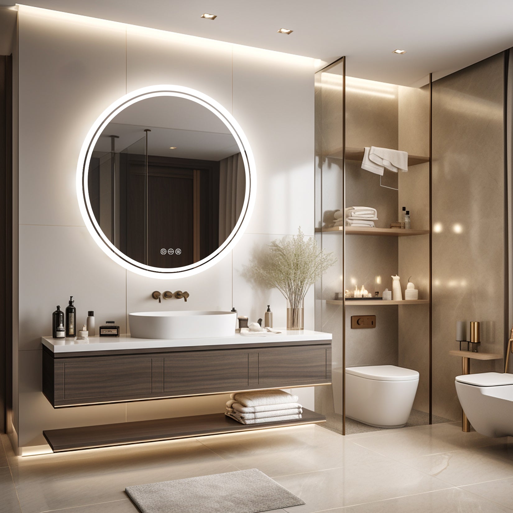 Dimmable Round Led Bathroom Mirror