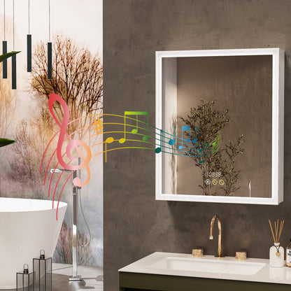 Innovative Rectangle Bathroom Lighted Cabinet w/ Socket, Bluetooth, Anti-fog