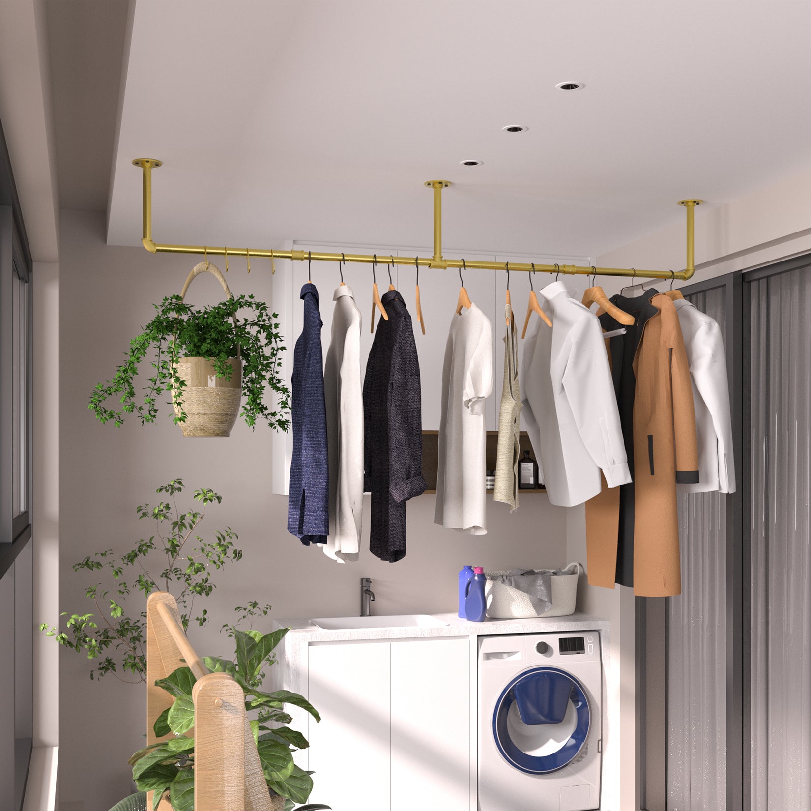 Laundry Room Clothes Rail Bar Industrial Laundry Room Drying