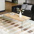 Rectangular Coffee Table: New Release Wood-tone MDF Coffee Table with Tempered Glass Legs