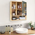 Bathroom Mirror Cabinet Wall Mounted Bamboo Medicine Cabinet Storage Stand