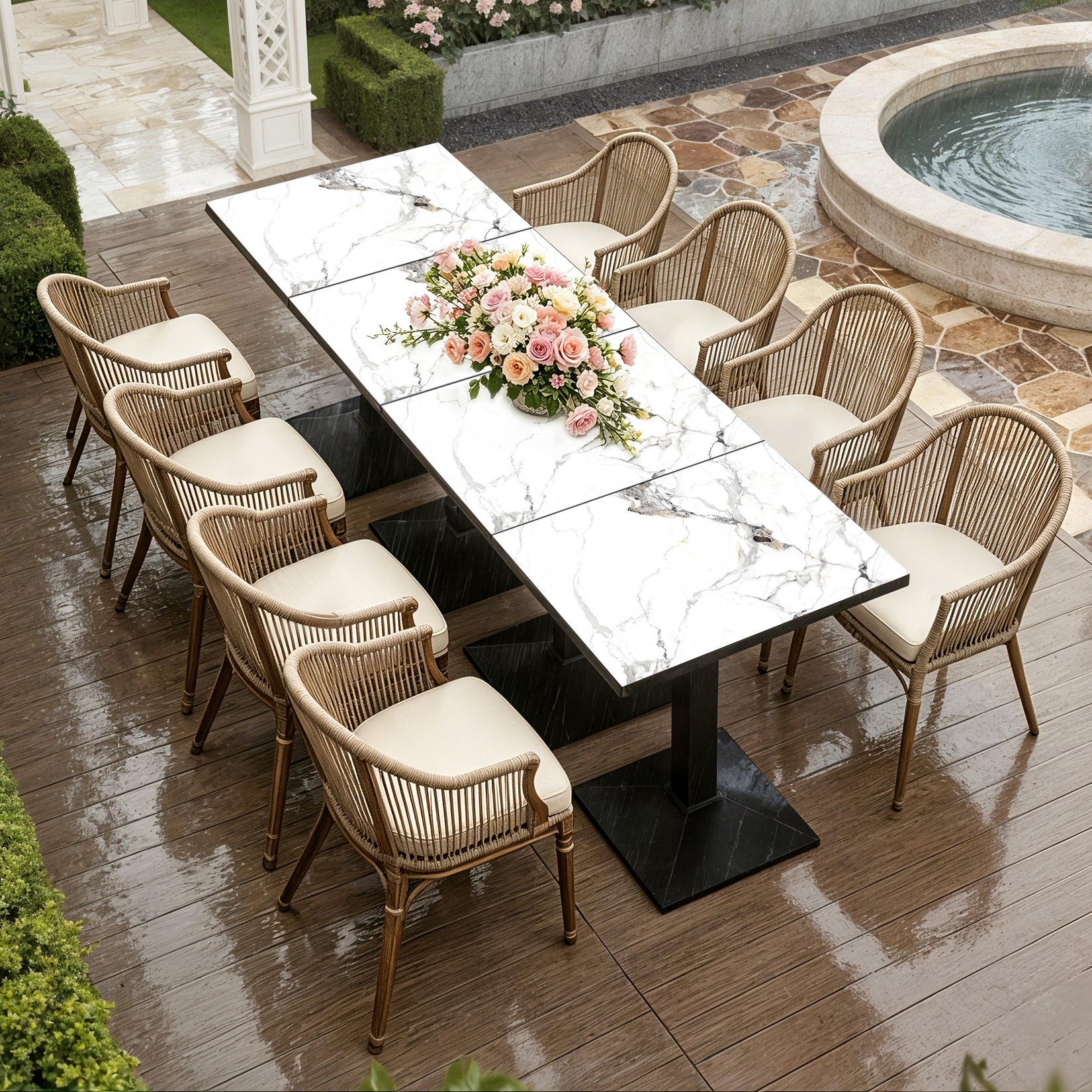 Square Kitchen Dining Table No Chairs Sintered Stone Top Leisure Bistro Tulip Table for 2-4 People