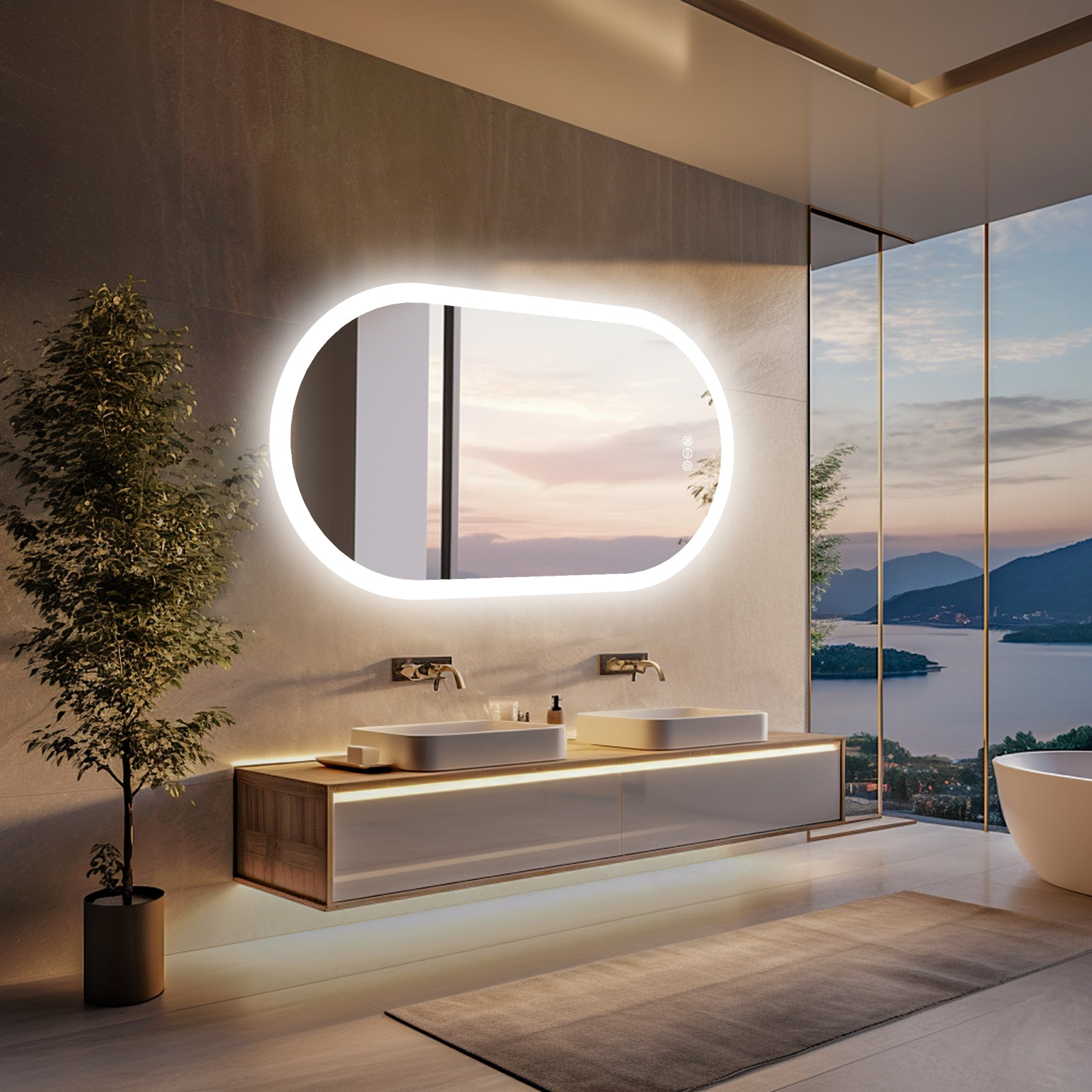 Oval LED Bathroom Mirror with Backlit