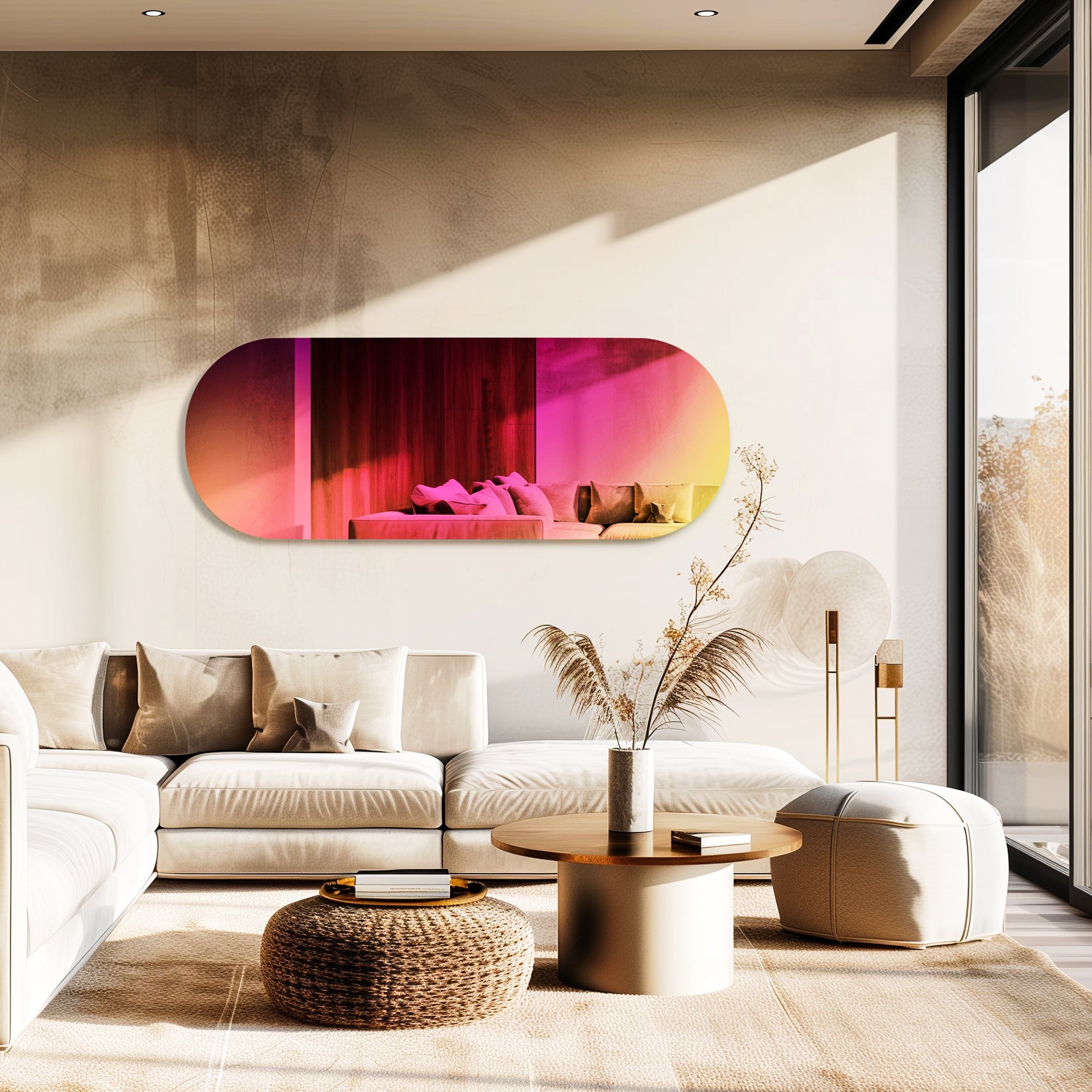 Long Oblong Iridescent Effect Wall Mirror with Iridescent Effect Dazzling Glass Mirror