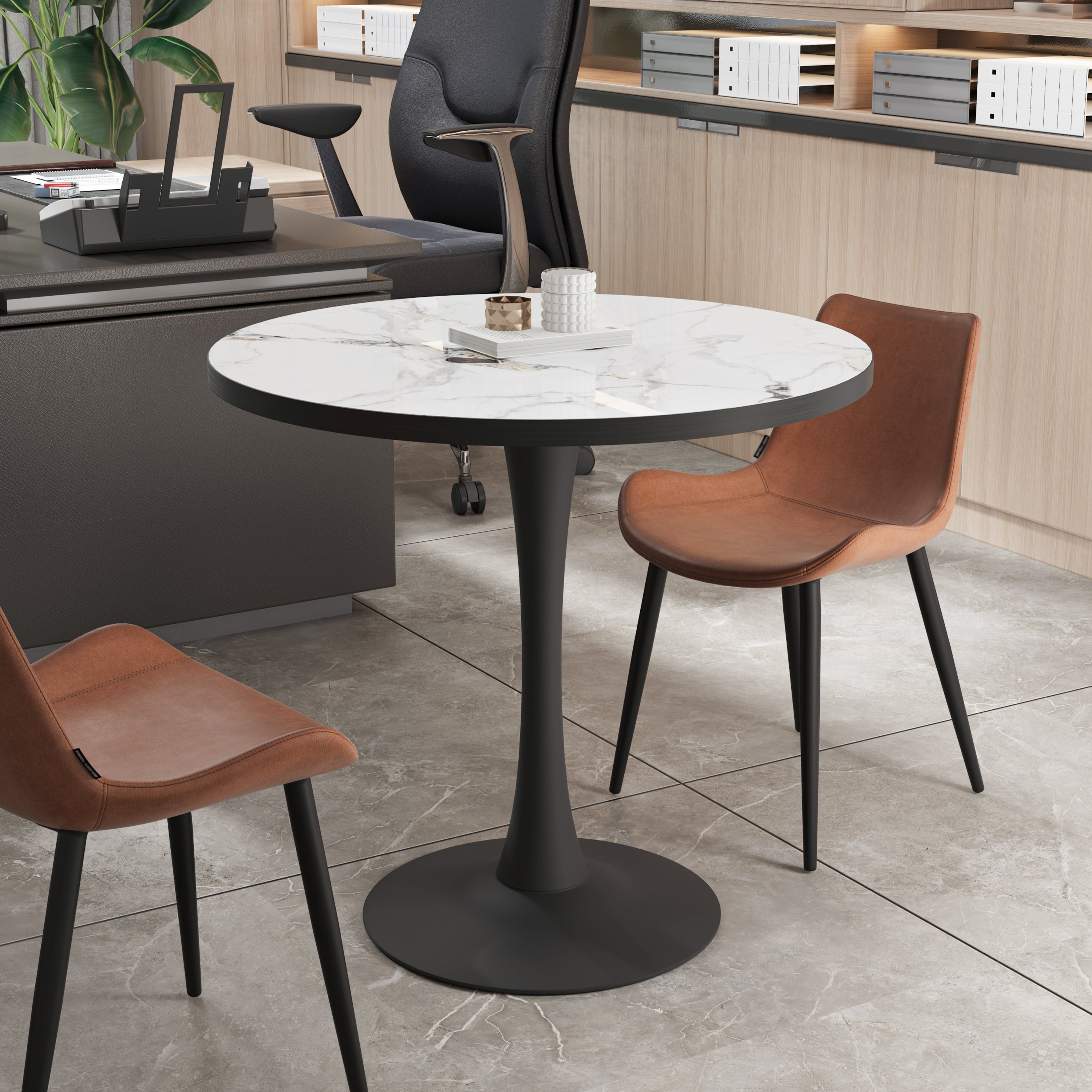 Leisure Dining Table: Round Dining Table No Chairs Sintered Stone Kitchen Coffee Table Pedestal Base