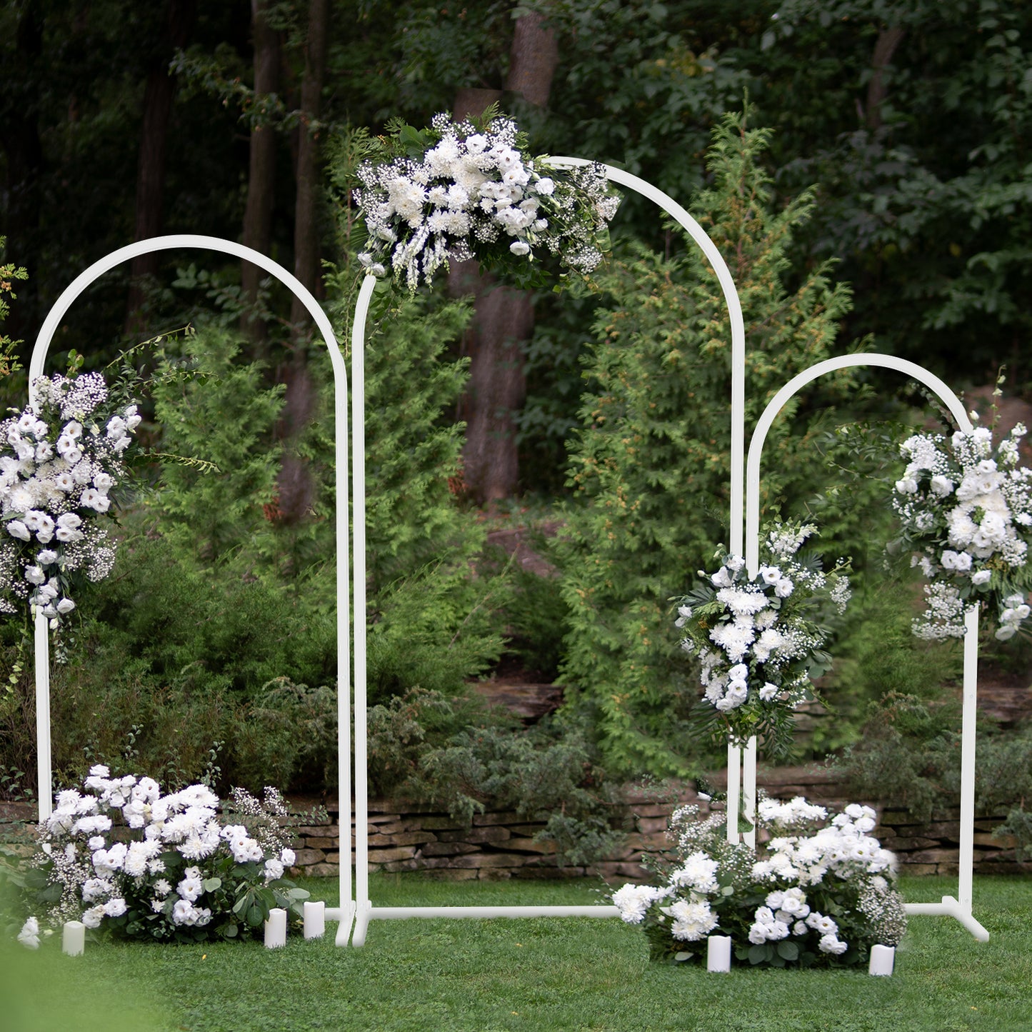 Set of 3 White Metal Wedding Arch Backdrop Stand