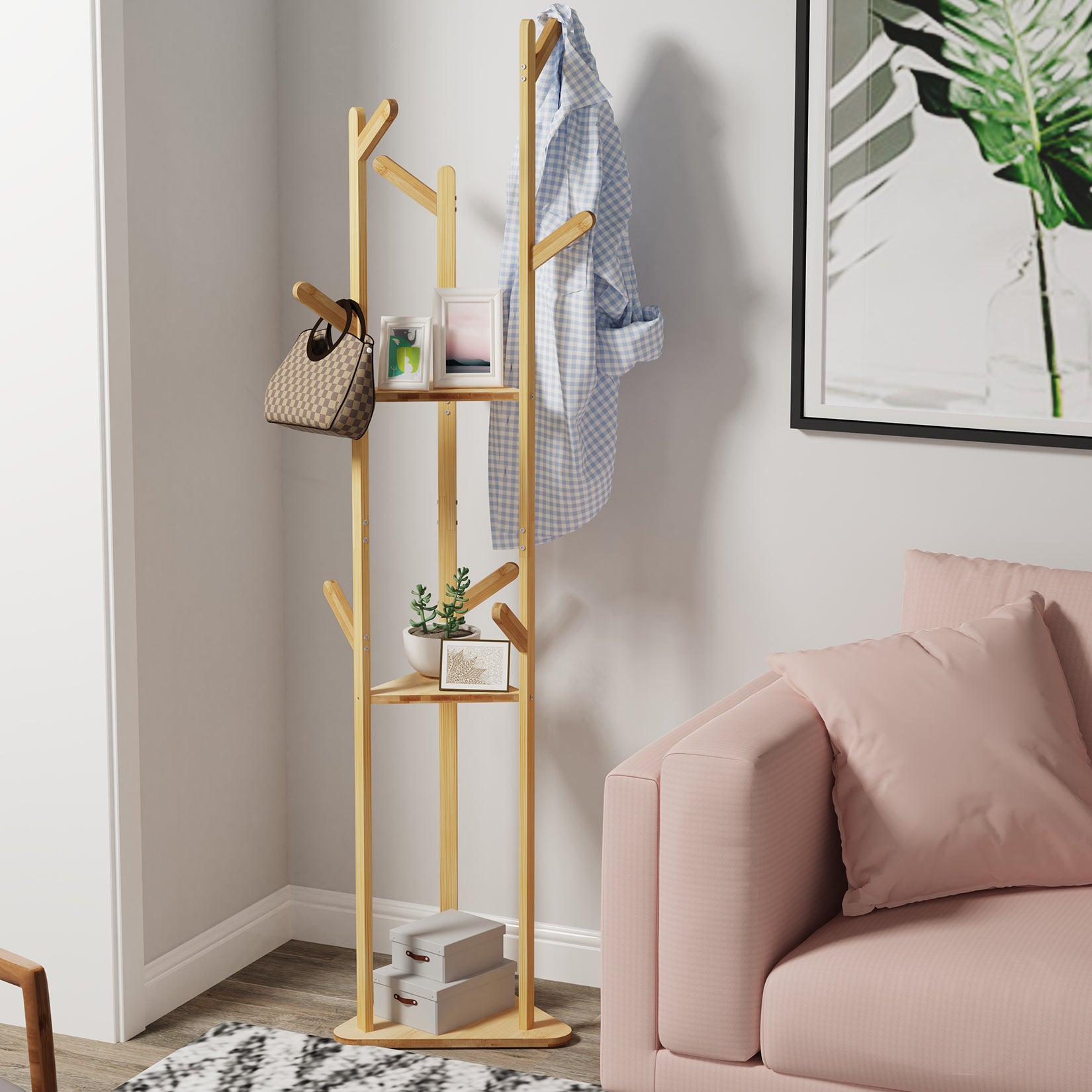 Environmental-friendly Bamboo Coat Rack Garment Stand