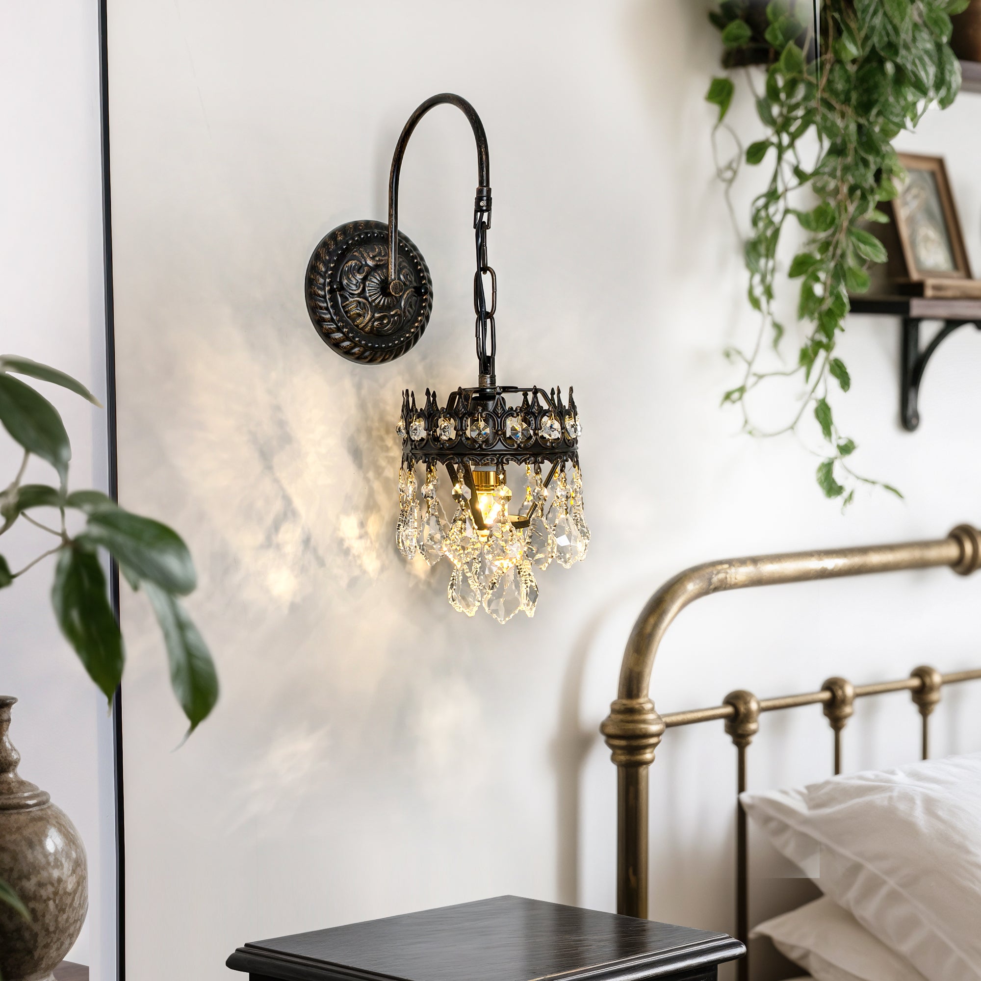 Crystals Wall Sconce: American Vintage Hardwired Crystal Wall Sconces Lighting Fixture