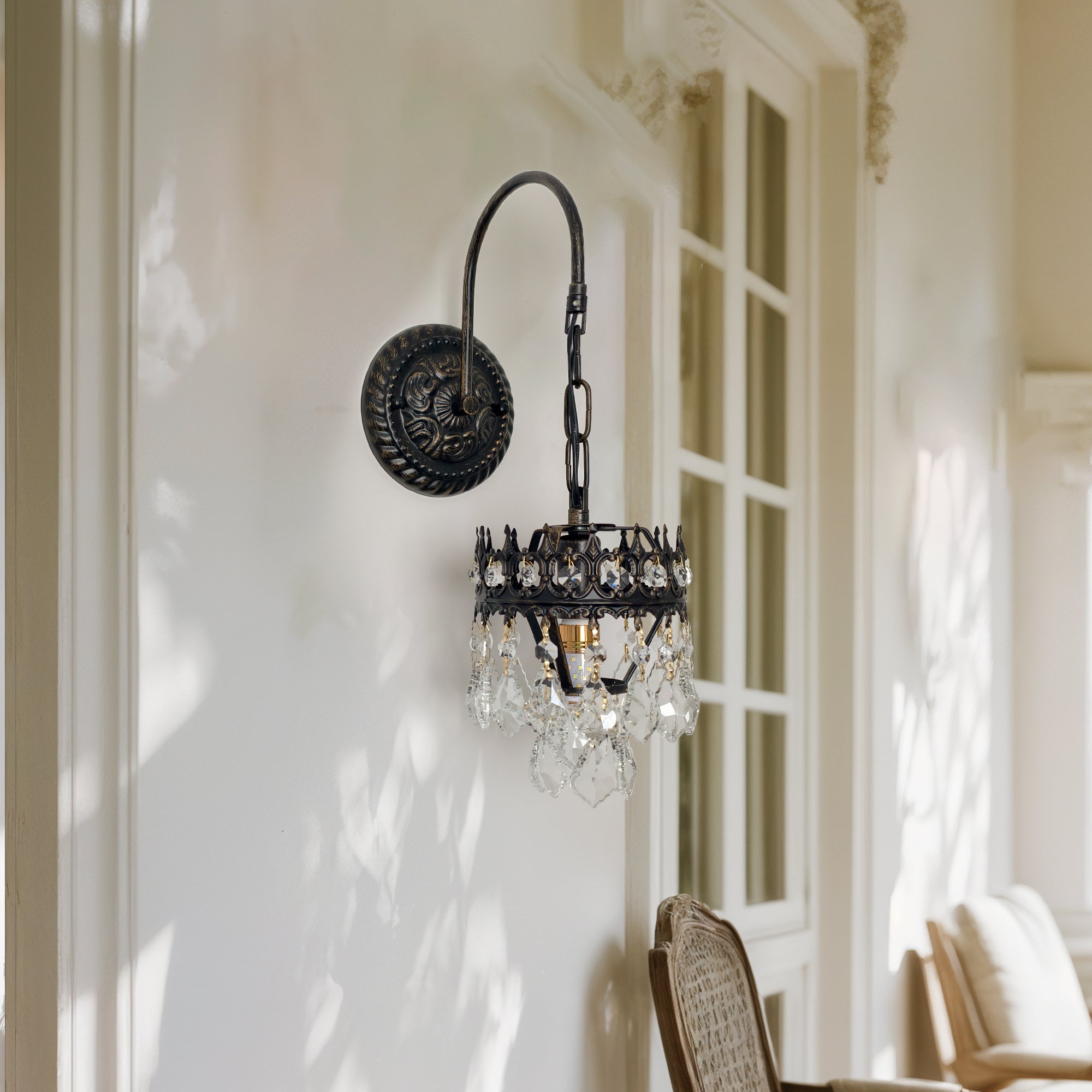 Crystals Wall Sconce: American Vintage Hardwired Crystal Wall Sconces Lighting Fixture