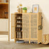 Bamboo Shoe Cabinet: 6 Tier Shelves Shoe Storage Cabinet with Hollow Doors Shoe Rack for Entryway