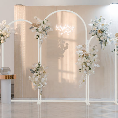 Set of 3 White Metal Wedding Arch Backdrop Stand