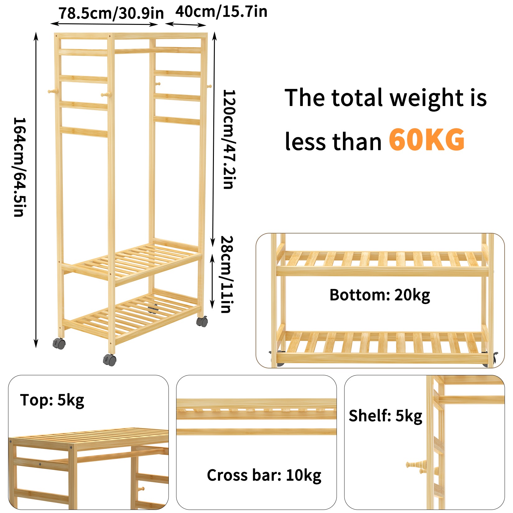 Clothes Rack Coat Stand with Wheels