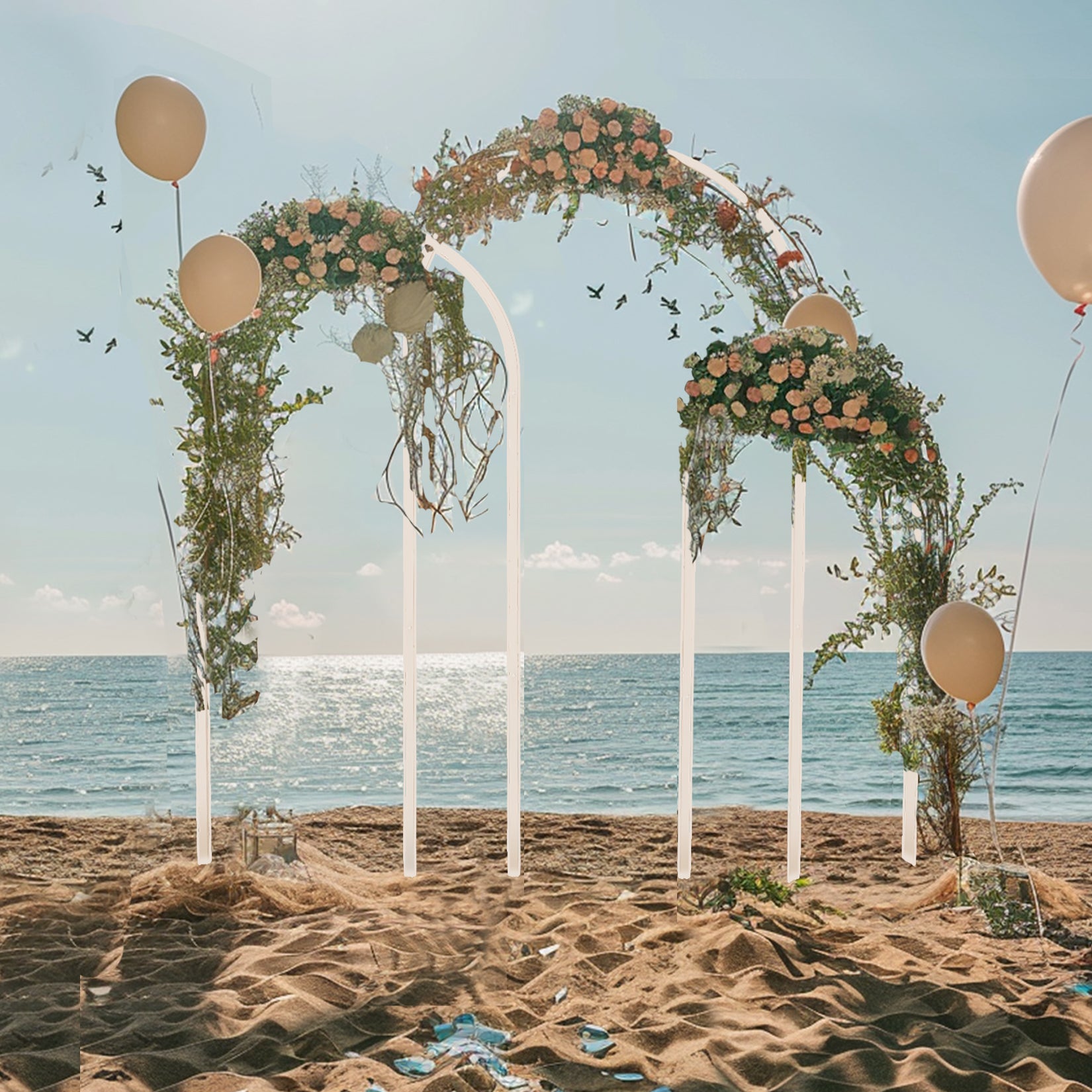 Set of 3 White Metal Wedding Arch Backdrop Stand