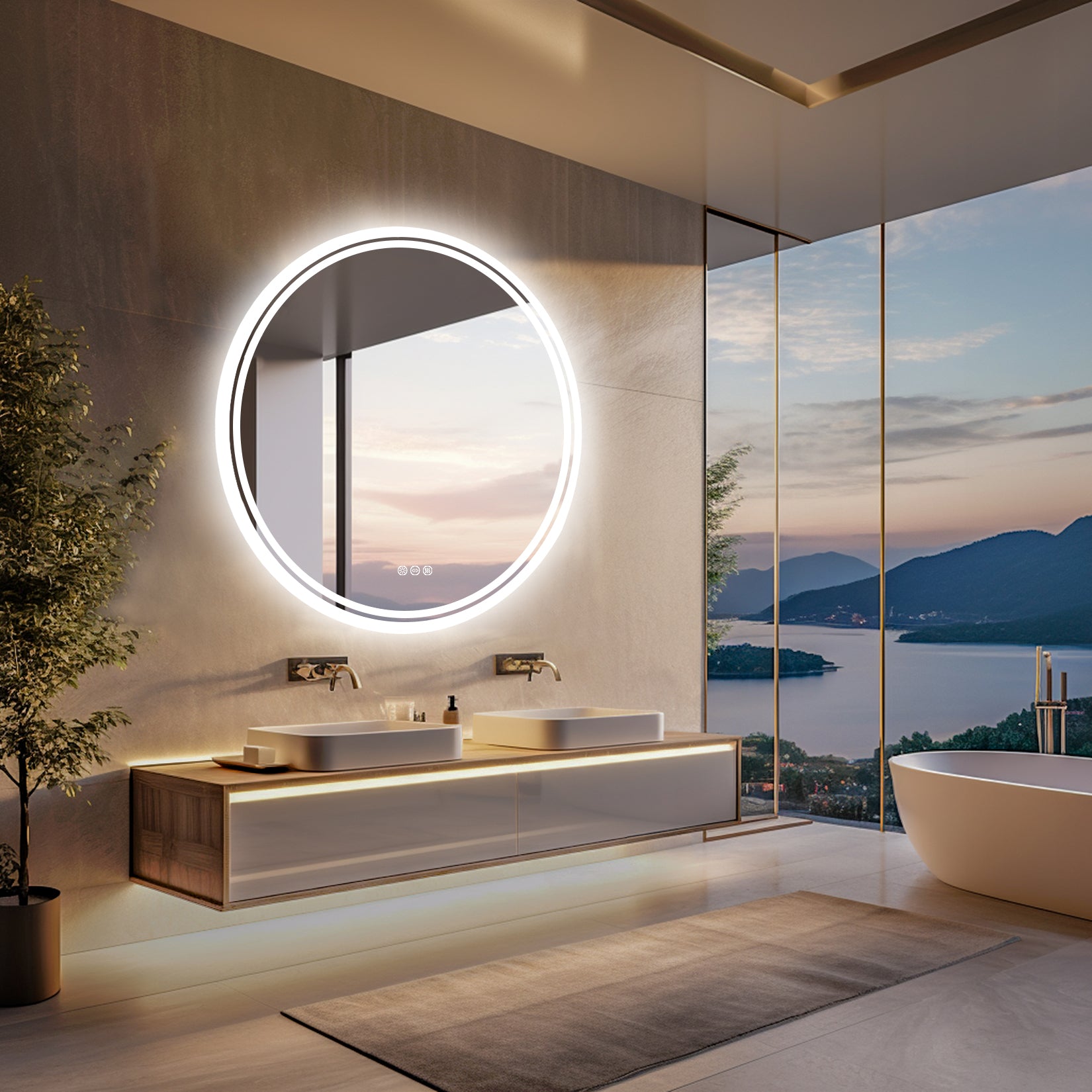 Dimmable Round Led Bathroom Mirror