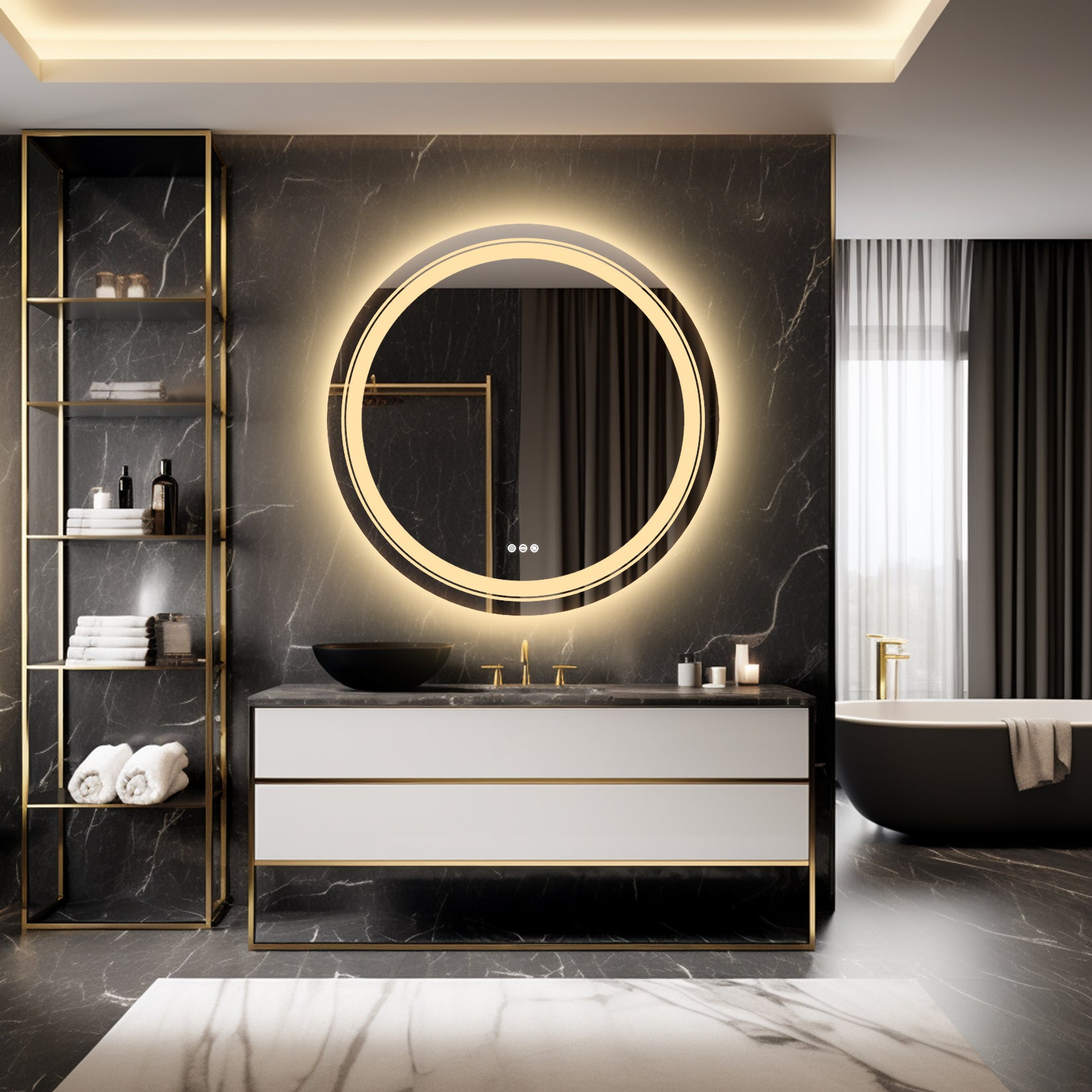 Round Anti-fog Bathroom Mirror Backlight