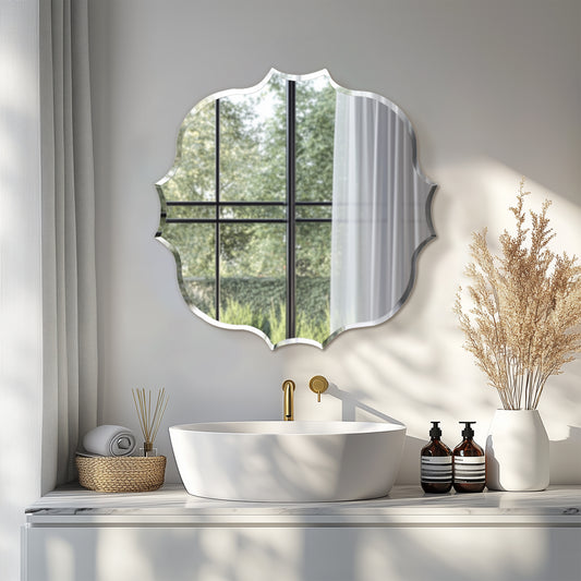 Frameless Irregular Wall Glass Mirror Beveled Vanity Mirror, Artloge