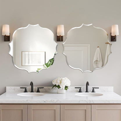 Frameless Irregular Wall Glass Mirror Beveled Vanity Mirror, Artloge