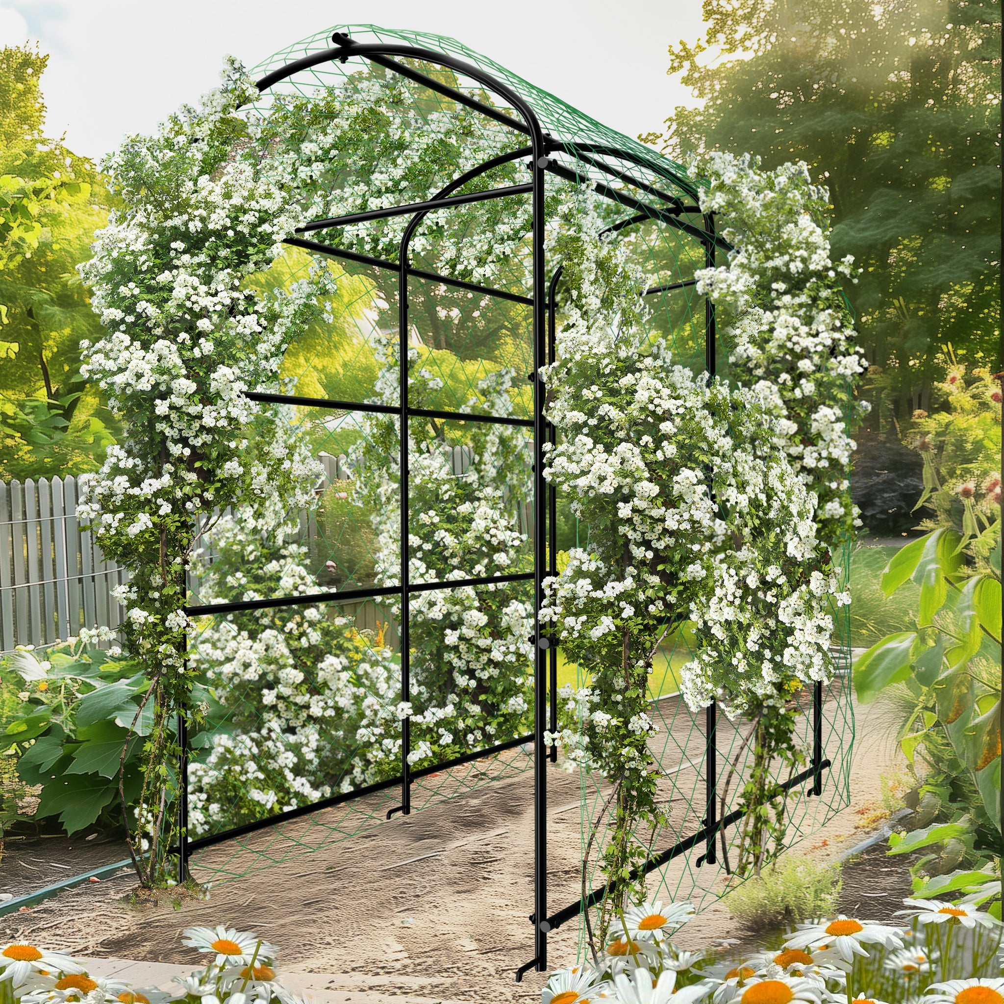 U-shaped Cucumber Trellis Garden Trellis for Climbing Plants with Nylon Netting