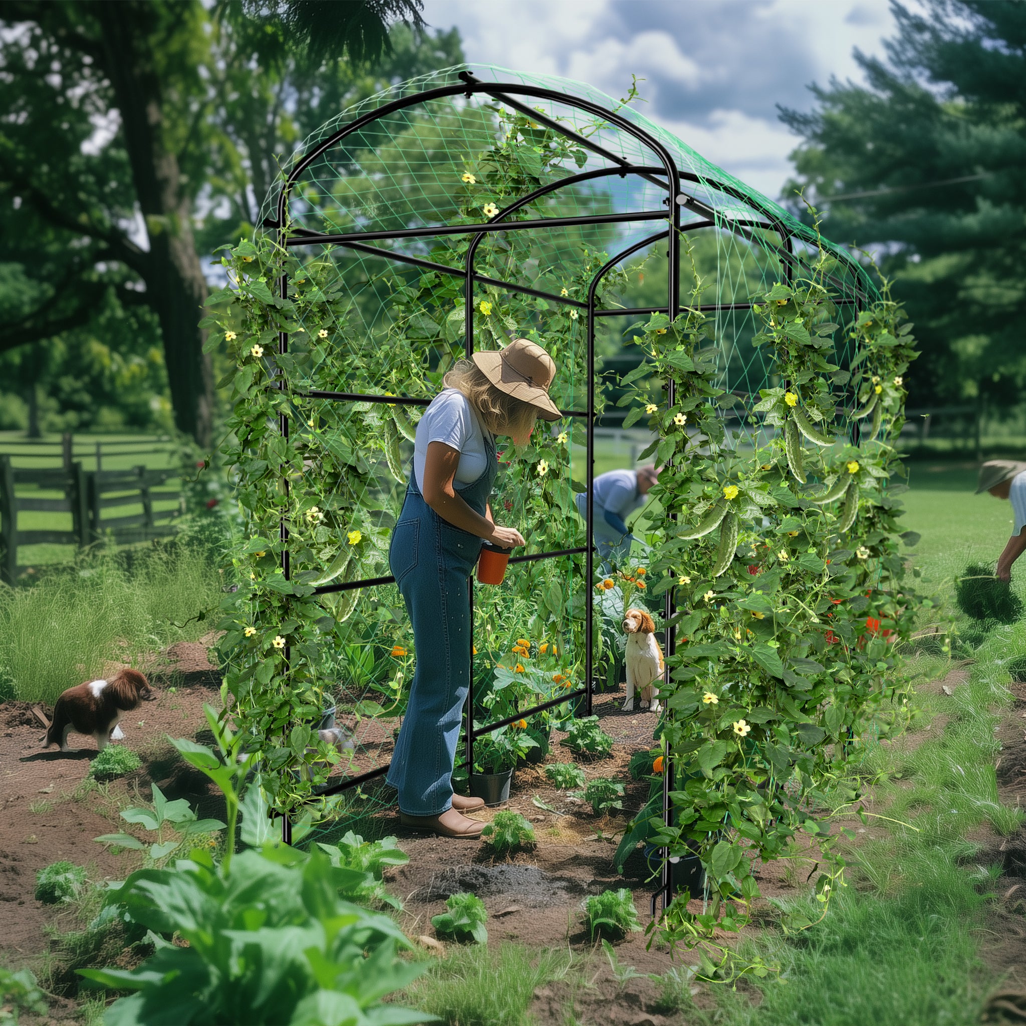 U-shaped Cucumber Trellis Garden Trellis for Climbing Plants with Nylon Netting