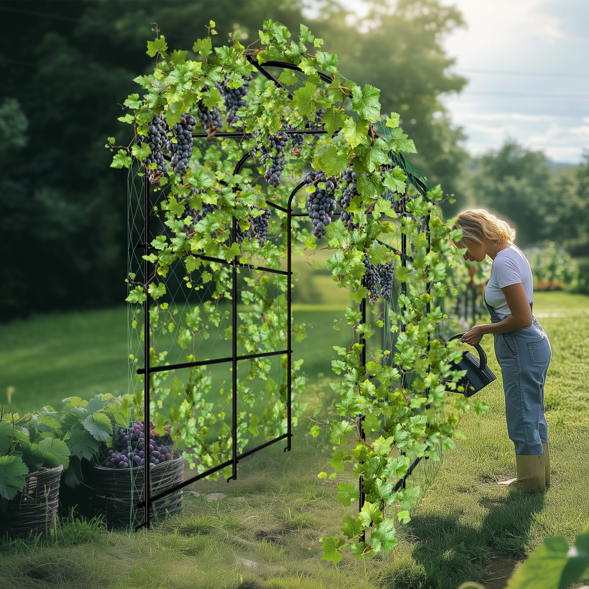 U-shaped Cucumber Trellis Garden Trellis for Climbing Plants with Nylon Netting