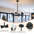 6-light/ 8-Light Industrial Ceiling Chandelier Lamp with Matt Black Frame Pendant Light for Kitchen Island, E27 Led Sources