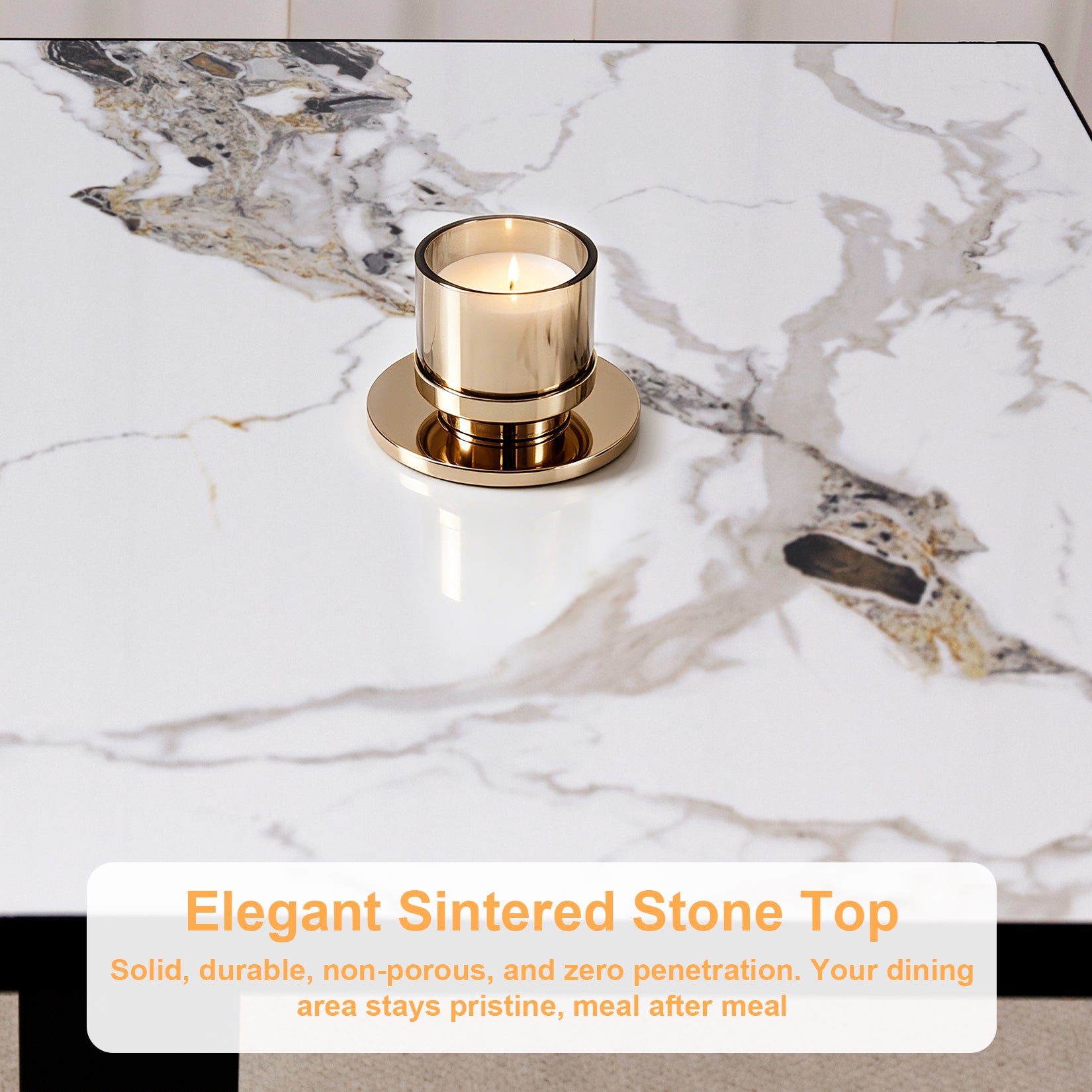 Square Kitchen Dining Table No Chairs Sintered Stone Top Leisure Bistro Tulip Table for 2-4 People