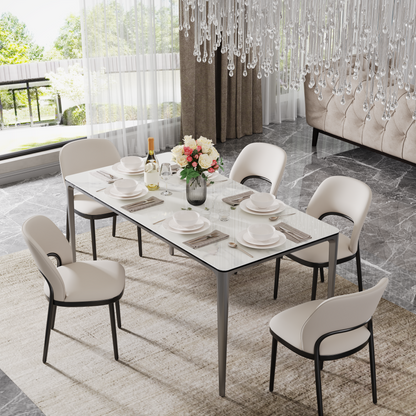 Deluxe Dining Table with Sintered Stone Tempered Glass Top