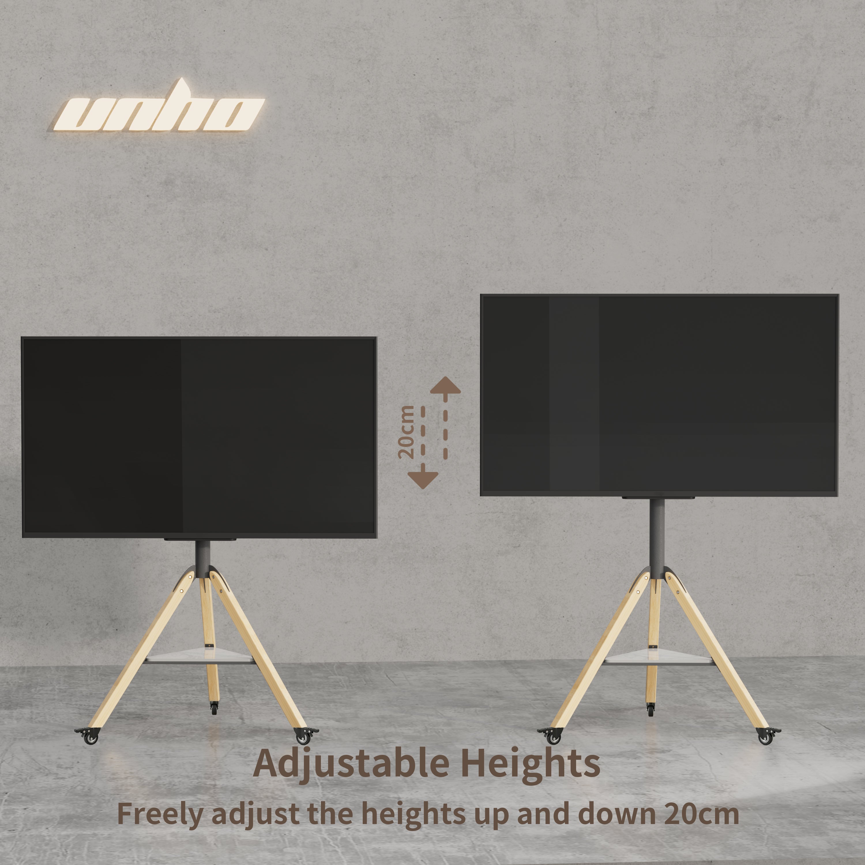 Rolling Tripod TV Floor Stand for 40”-75” TV Bracket on Wheels VESA 600*400mm