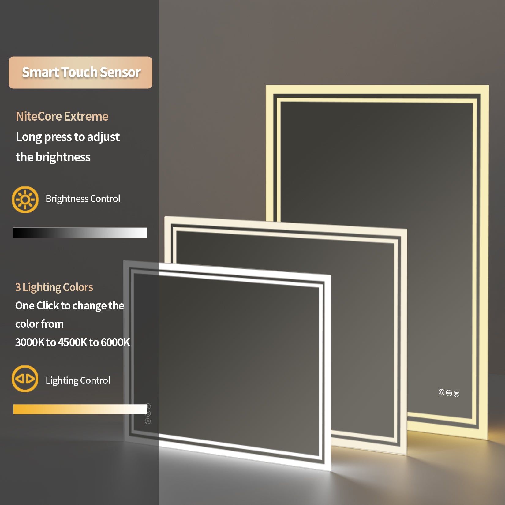 Square Backlit Smart LED Bathroom Mirror