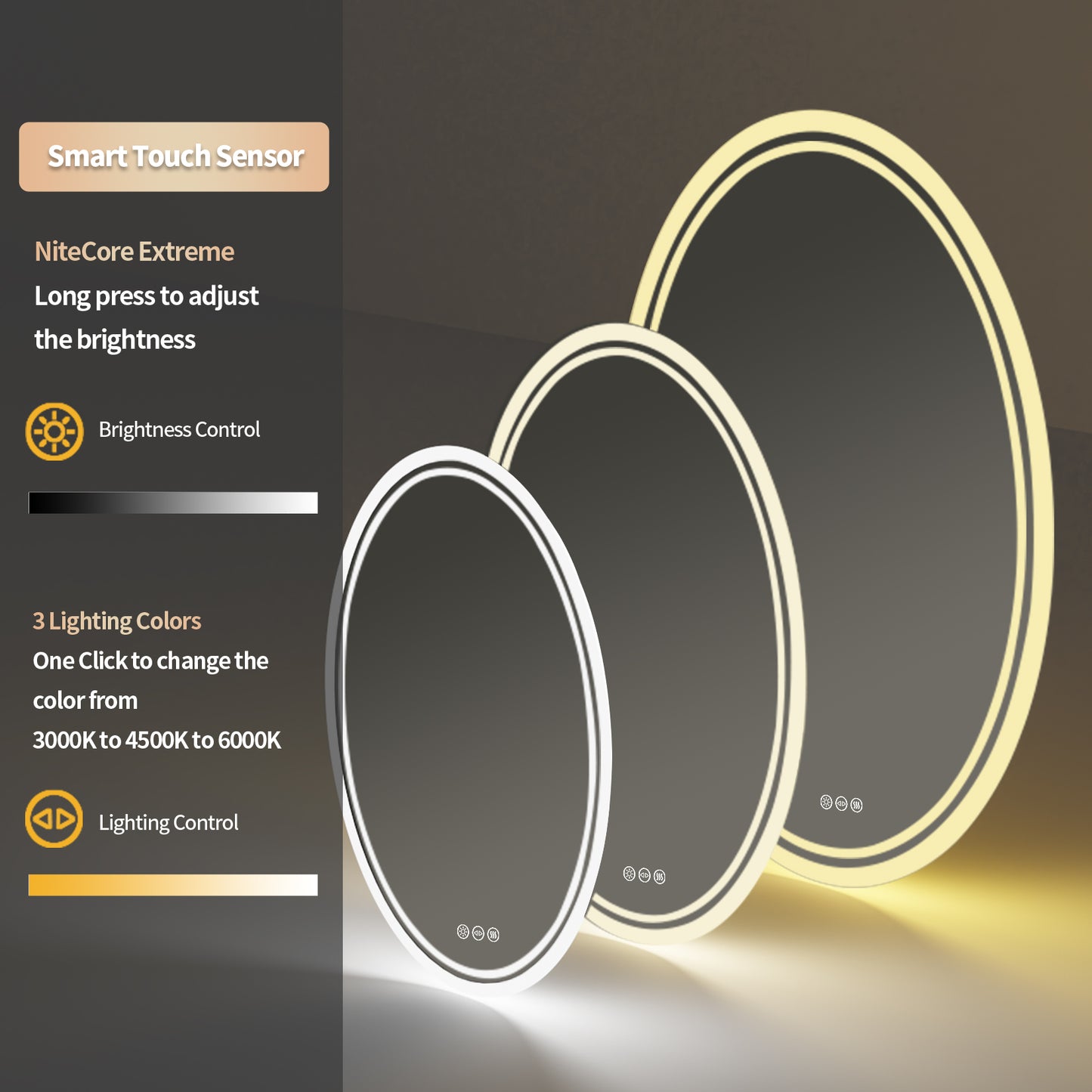 Oval Dimmable Backlight Lighted Bathroom Mirror