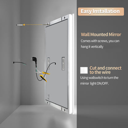 Square Lighted Bathroom Mirror with Bluetooth Speaker, Front-lit, Backlight,