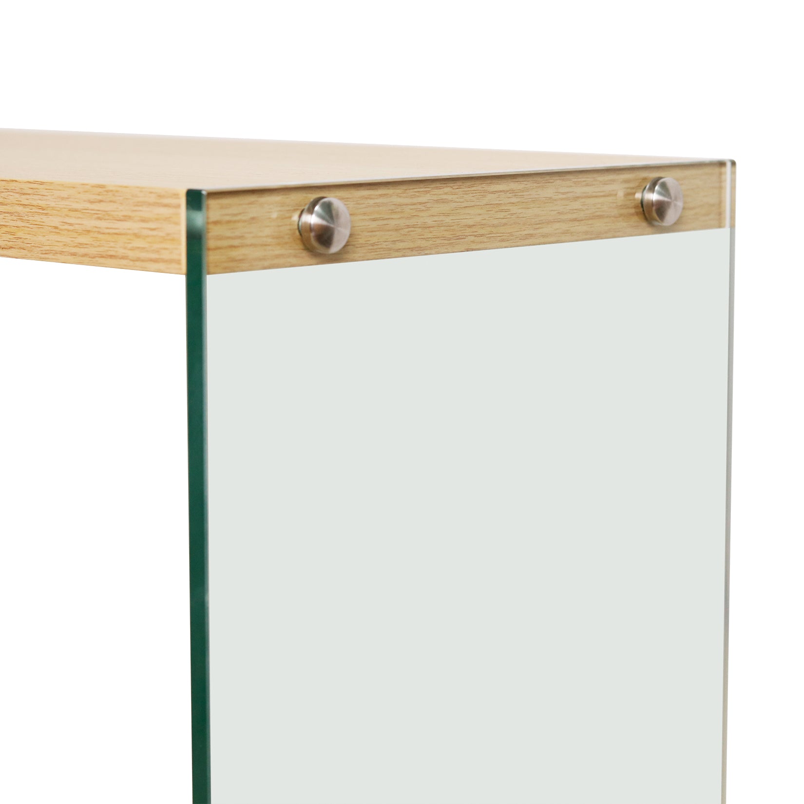 Rectangular Console Table Wood-finish MDF Sofa Side Storage Table Glass Frame