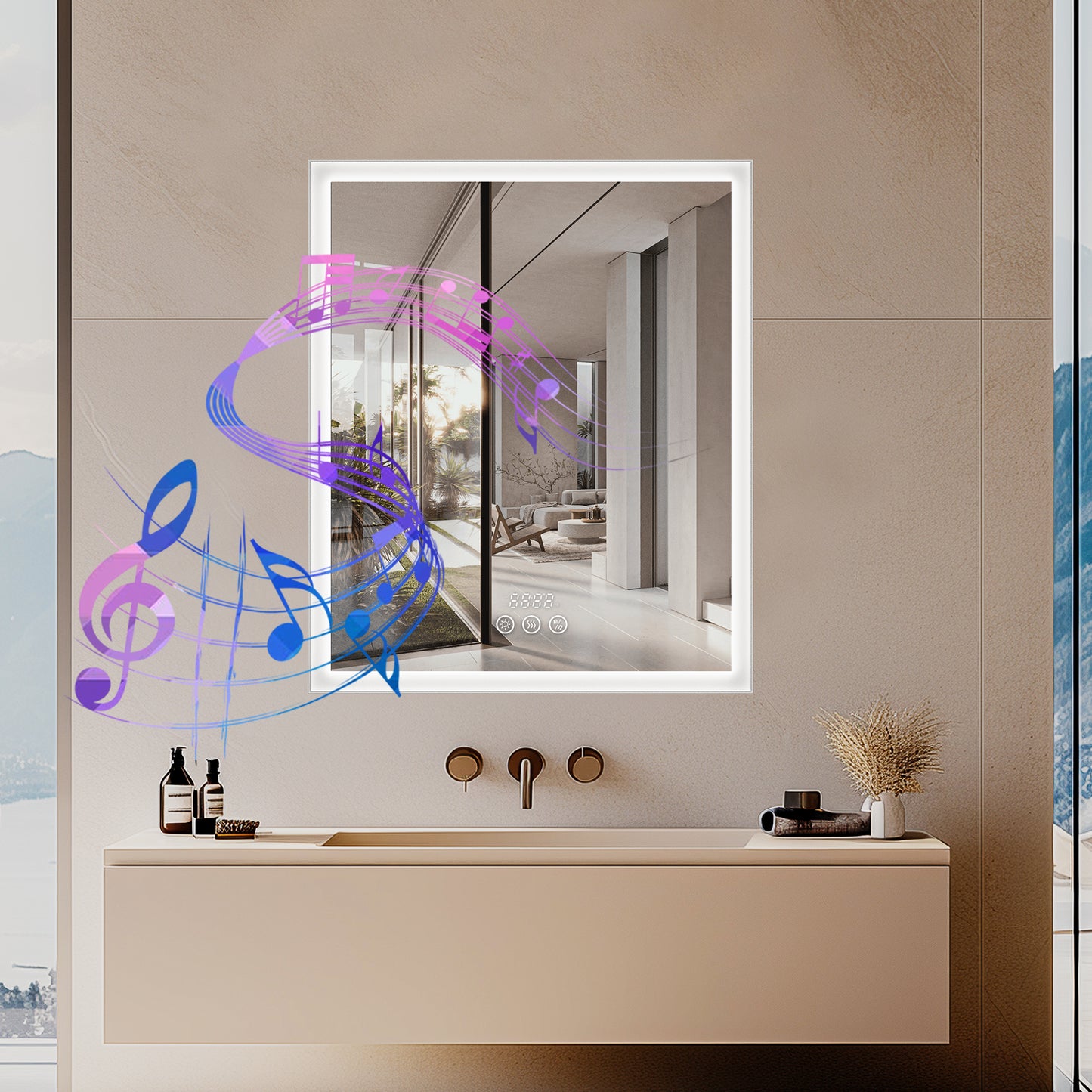 Innovative Rectangle Bathroom Lighted Cabinet w/ Socket, Bluetooth, Anti-fog