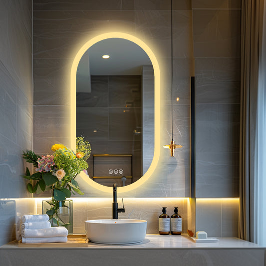 Oval LED Bathroom Mirror with Backlit