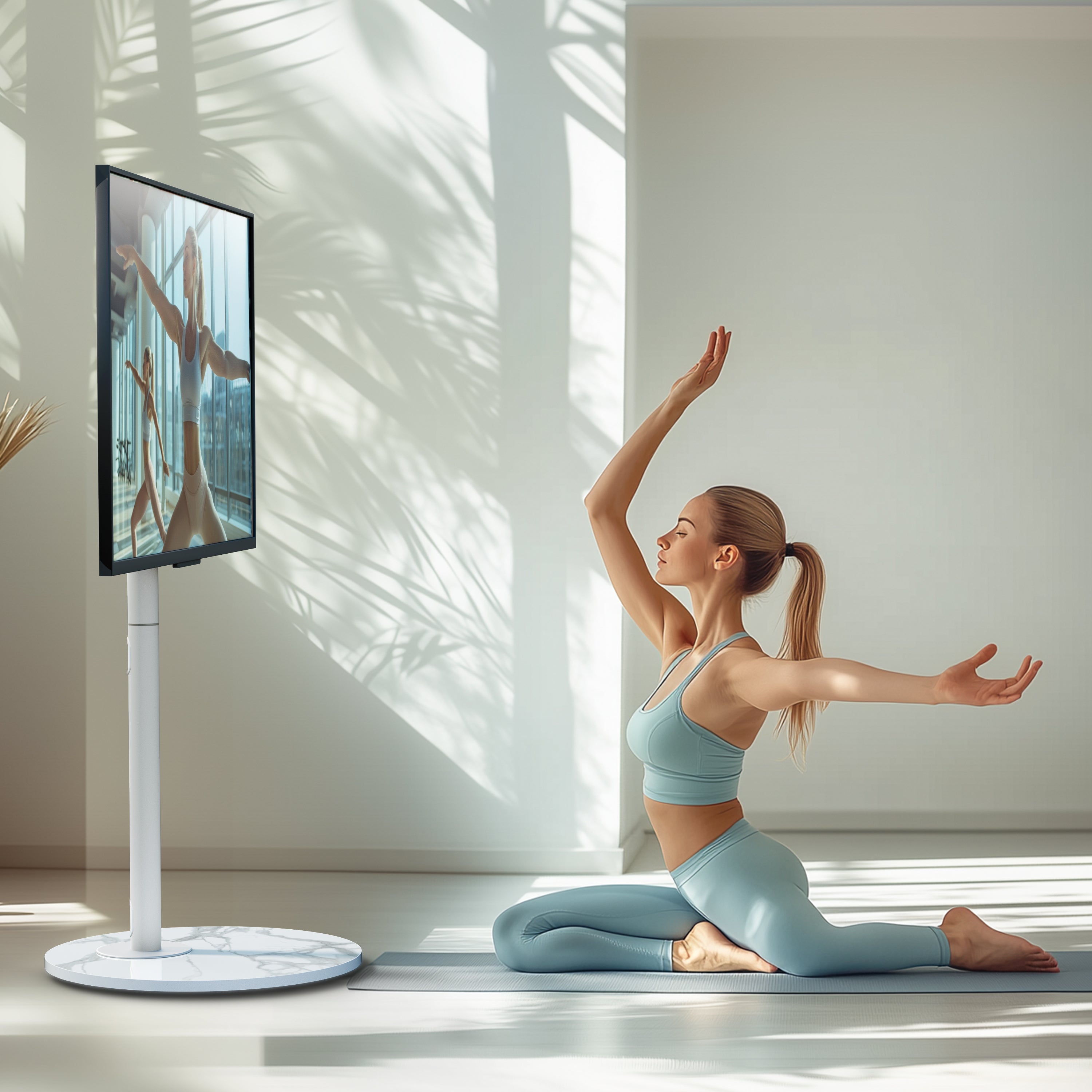 Floor TV Stand: Minimalist TV Floor Stand for 40”-75” TV Stand with Sintered Stone Base for Living Room, Max Load of 40KG