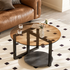 Modern Round Coffee Table Circle Amber-Tinted Tempered Glass Cocktail Table with 2-Tier