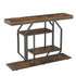 47.3" Long Console Table Industrial Sofa Table with Geometric Base Storage Shelf