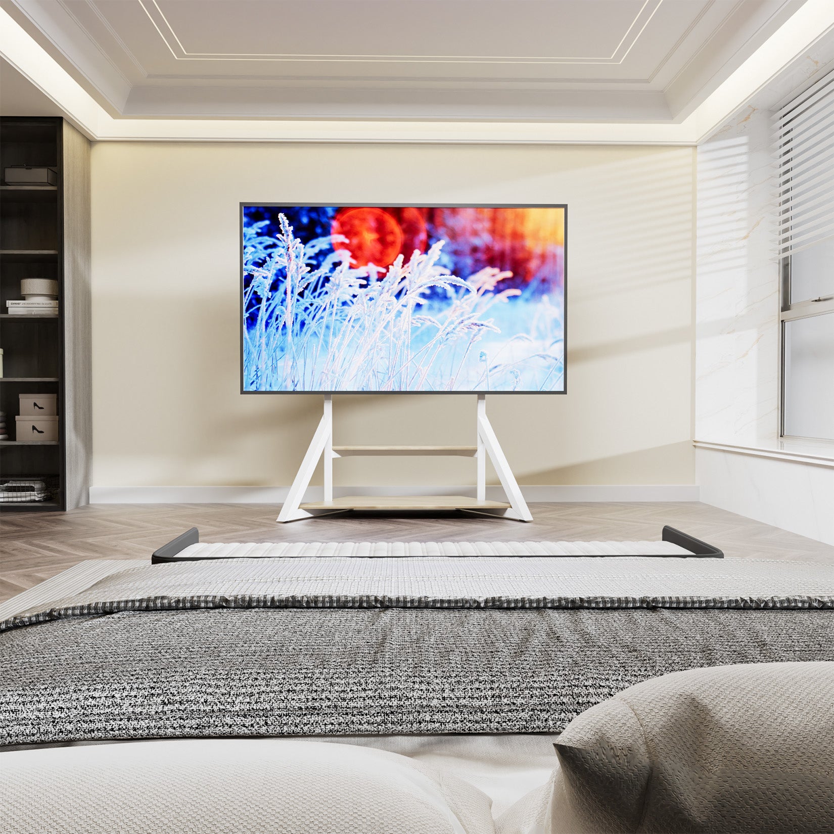 Mobiler TV-Ständer mit Rollen – Eigeninnovatives Design